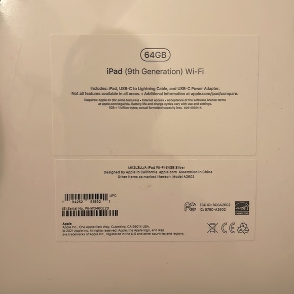 Brand new ipad 9th generation 64gb in the box sealed never been opened.